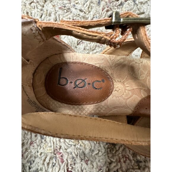 B.O.C Brown Strappy Sandals Women’s 7M Comfort Cushioned Sole Cork Wedge Design - Picture 4 of 9